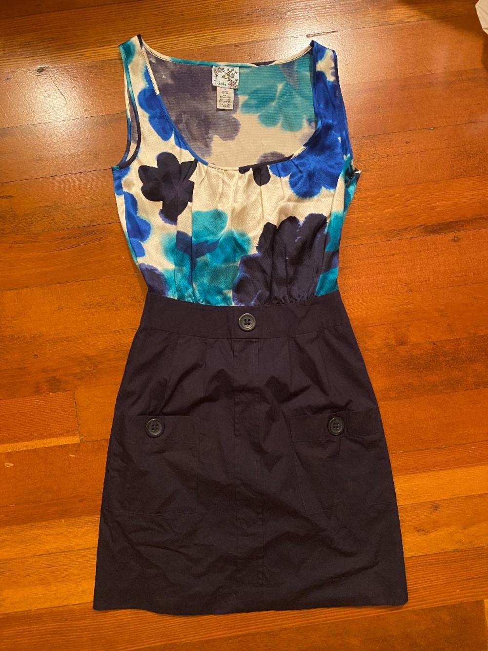 Anthropologie Tabitha Silk Bodice Cotton Skirt Dress Size 2